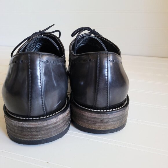 John Varvatos Leather Dress Shoes Wingtip Brogue Oxfords Grey Made in Italy - Picture 4 of 15